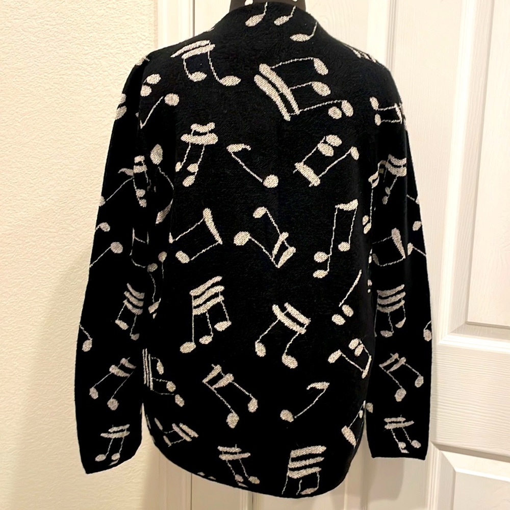 Saint Laurent Paris Music Notes Sweater Cardigan - Zooey Deschanel Favorite!!! View 5